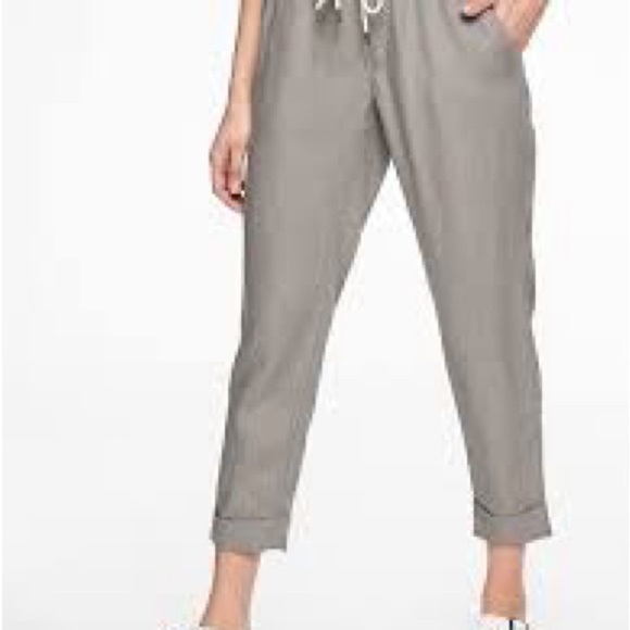 Athleta Bali Linen Drawstring Jogger Style Women’s Pants Gray Size 6 Beach - Picture 1 of 13